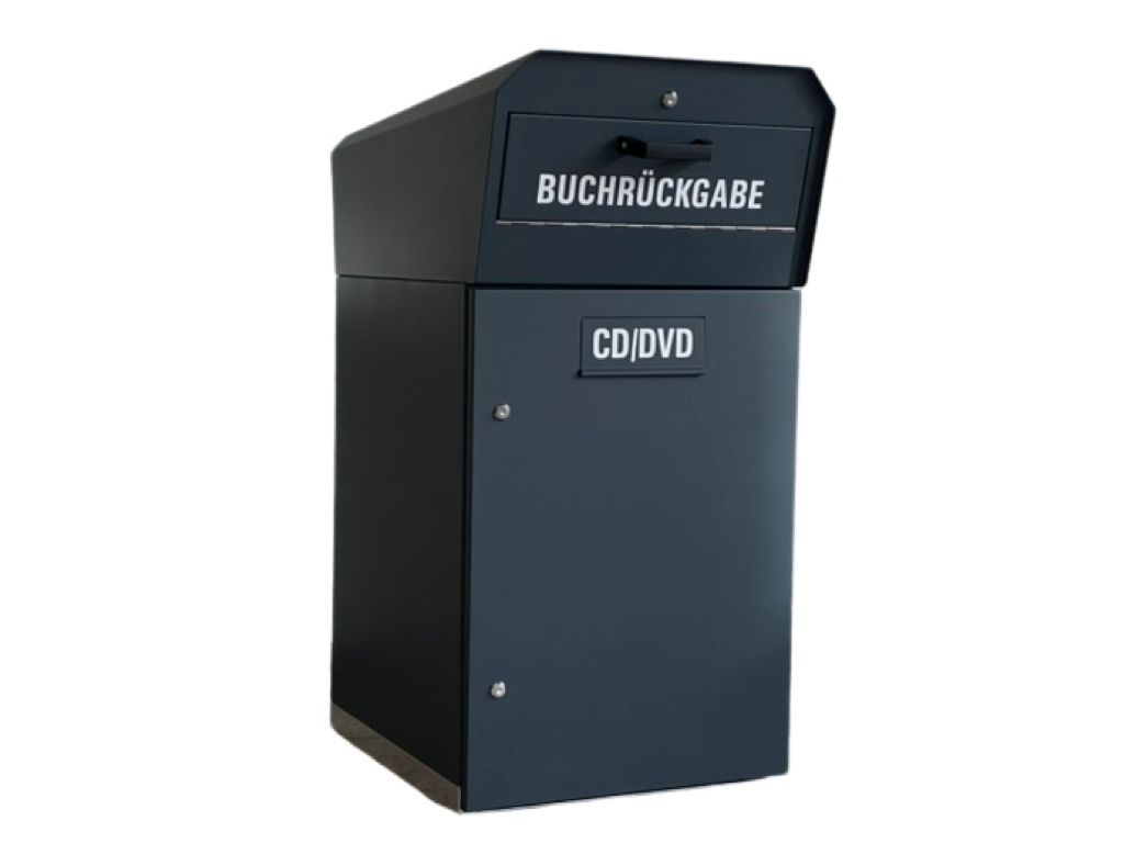 [Ausstellungsstück] OUTDOOR Medienrückgabebox in RAL 7016 Anthrazitgrau / 2 Klappen