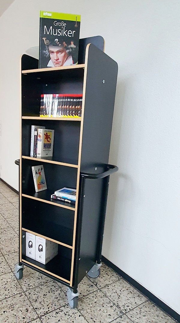 [Ausstellungsstück] Bücherwagen Gotland XL Plus in Schwarz