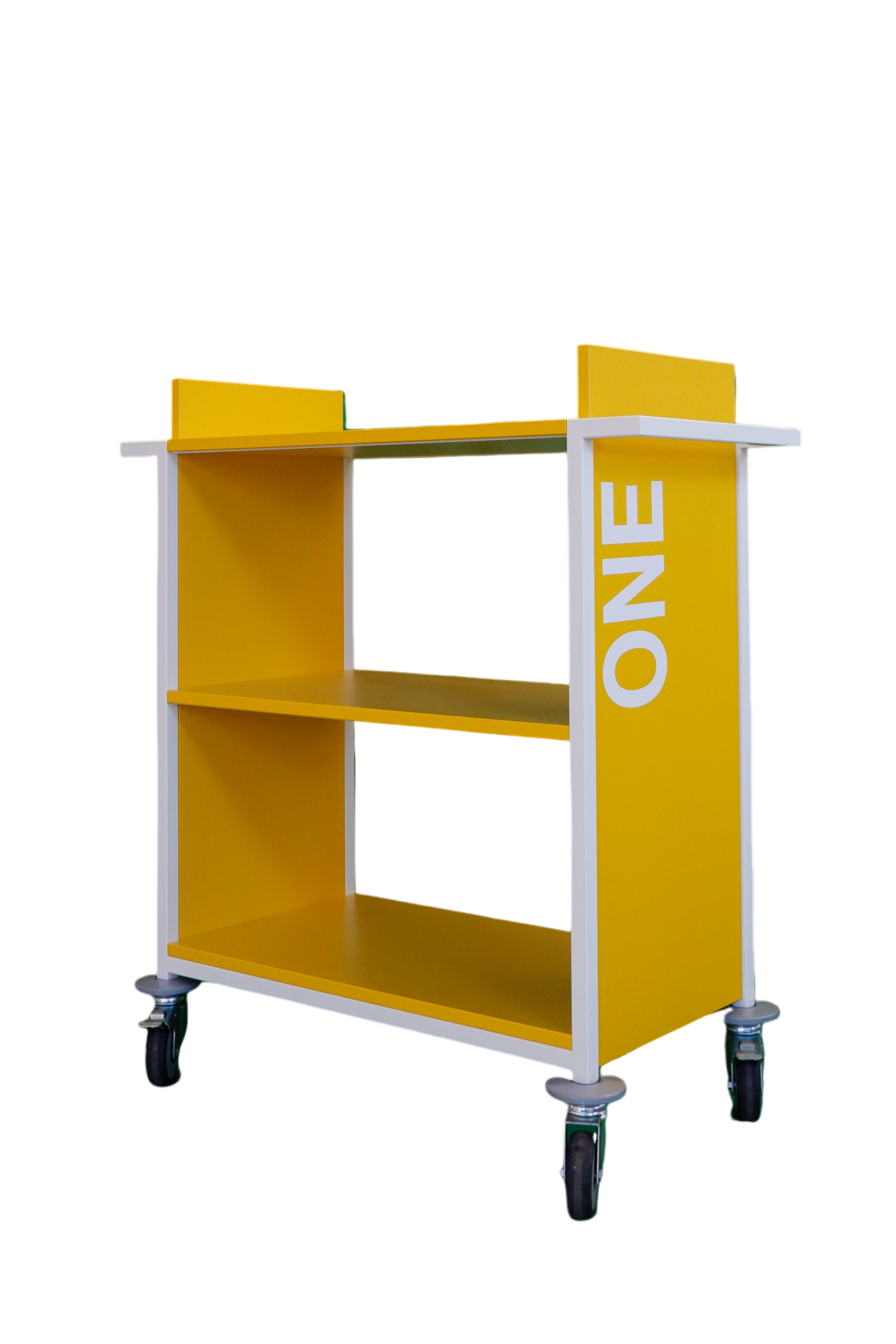 [Ausstellungsstück] Bücherwagen ONE in Gelb - Fachbodenlänge: 750 mm / EcoDesignLibrary