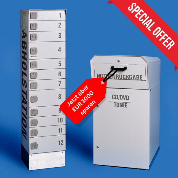Set Medienrückgabebox & Abholstation + Optionen