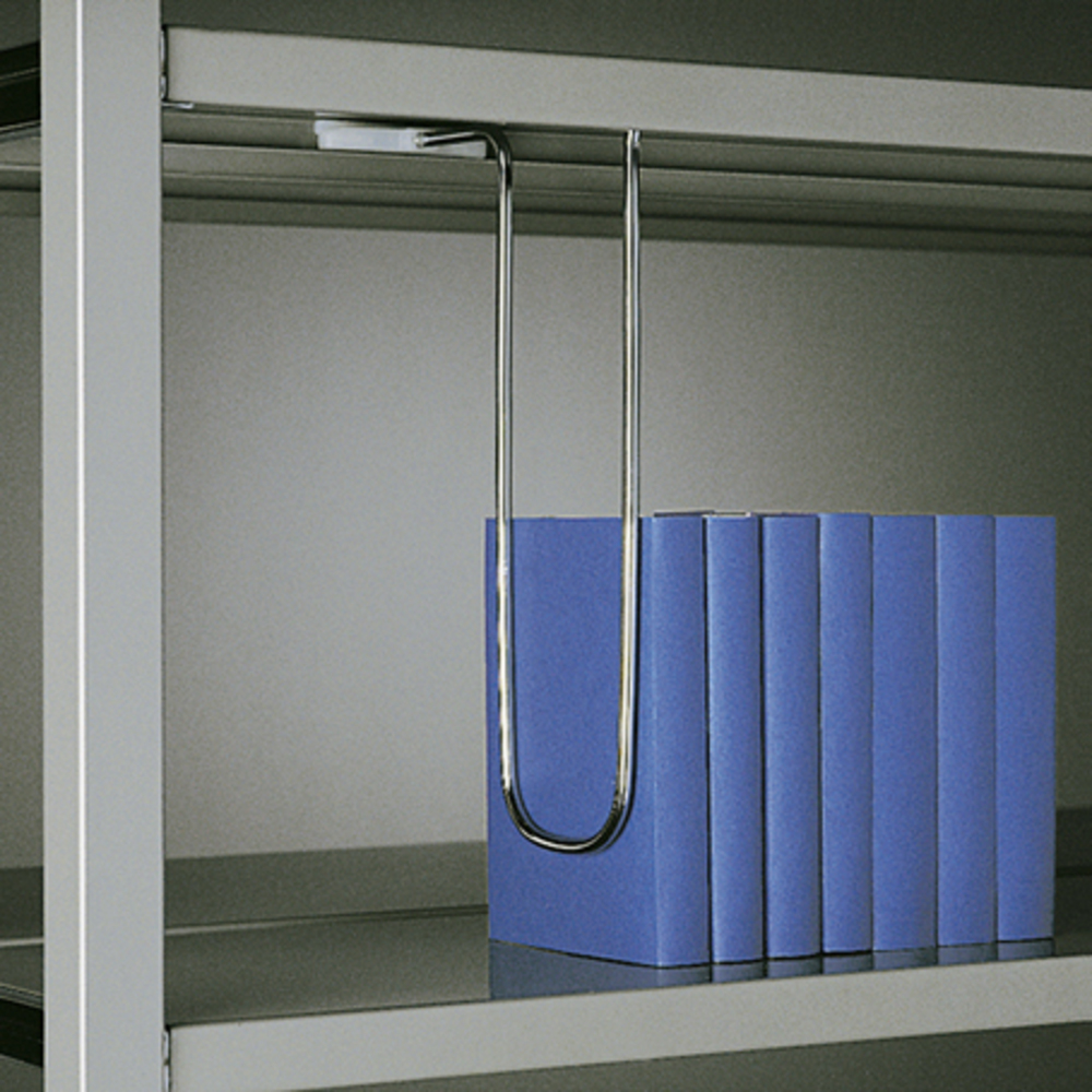 [Abverkauf] Hängebuchstütze für Fachböden aus Metall - Modell BS