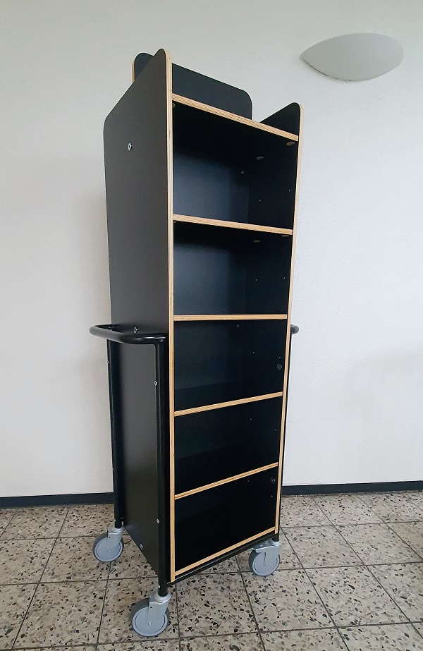 [Ausstellungsstück] Bücherwagen Gotland XL Plus in Schwarz