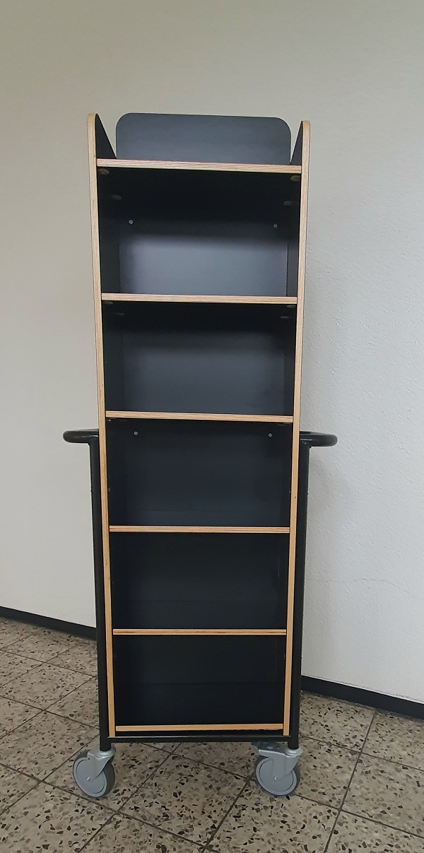 [Ausstellungsstück] Bücherwagen Gotland XL Plus in Schwarz