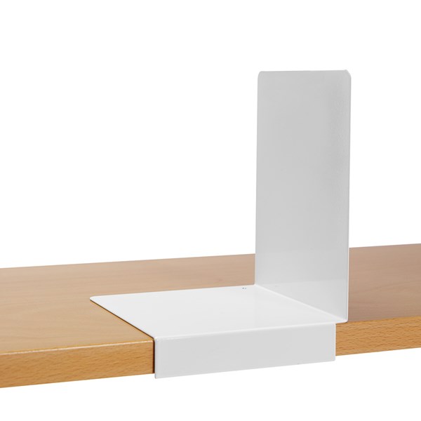Buchstütze "Stopper" mit Vorderkante - Farbe: Reinweiß (RAL 9010